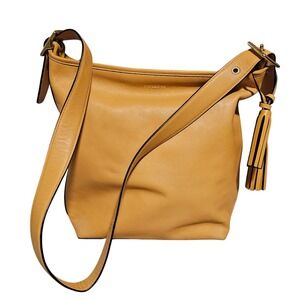 Coach Legacy Duffle Bag Mustard Yellow Leather Tassel Shoulder Bag 19889 Y2K